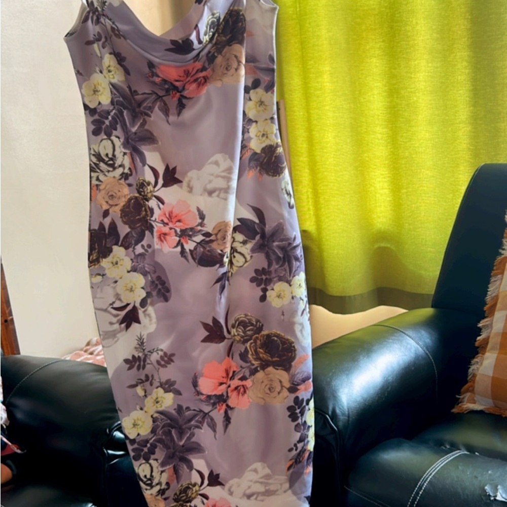 Boohoo Purple Pink Sheath Dress Sleeveless Cowl Neck Wedding